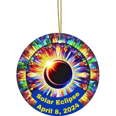 Ornement Éclipse Totale 2024 - Décoration Solaire en Acrylique - Souvenir Céleste pour Arbre ou Intérieur - 1 Pièce (1/5)