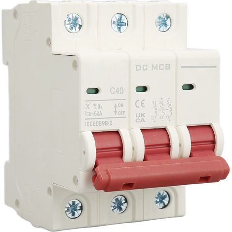 3-poliger 40-A-750-V-Gleichstrom-Leistungsschalter, 6 kA Abschaltvermögen, Überlast- und Kurzschlussschutz, Luftschalter für Photovoltaik-Solaranlagen (1/5)