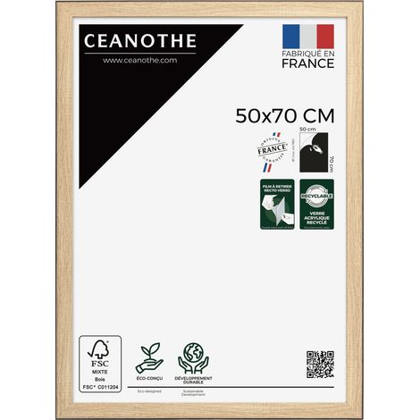 Cadre Photo Bois Contour Noir 50x70 cm et 70x50 cm - Convient au A2 et Affiche Poster - Cadre Photo Bois Noir – Cadre Photo Newton Bois Noir 50x70 cm - Fabriqué en France - Verre acrylique Incassable (1/5)