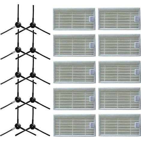 10 brosses latérales + 10 filtres HEPA pour aspirateur robotique Lidl SilverCrest SSR 3000 A1 (1/4)