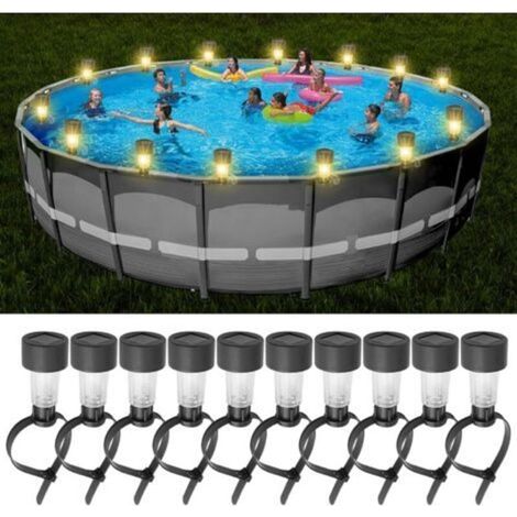 Lot de 10 lampes solaires de piscine. de clôture. éclairage de piscine. éclairage de bassin. lampes solaires étanches pour décoration de piscine