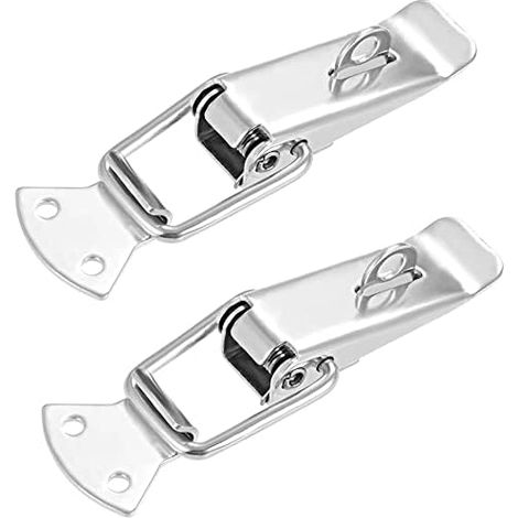 lot de 2 (avec trou de verrouillage) Loquets à bascule à ressort, pinces à moraillons en acier inoxydable 304 de longueur 127 mm pour loquets de coffre (1/5)