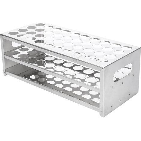 Portaprovette a doppio strato in acciaio inox, portacampioni a 40 fori, piastra di punzonatura in acciaio inox 304