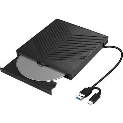 Lecteur DVD externe 7 en 1 ultra-mince pour ordinateur portable noir (1/5)