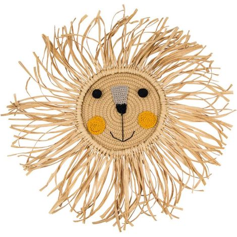 Éponte tissé Tassel éponte Décoration, macramé mur ornements Boho coton à la main ornements Lion Hanging Décorations Tissé tête de lion Ornement fait main mur Cartoon Décor Style (1/5)
