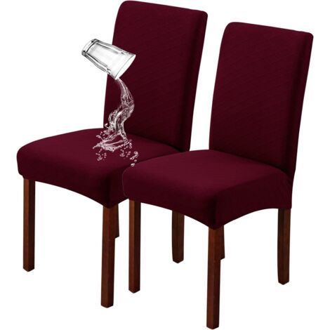 Dining Chair Covers Set of 2 Stretch, Removable and Washable (Wine Red) (1/5)