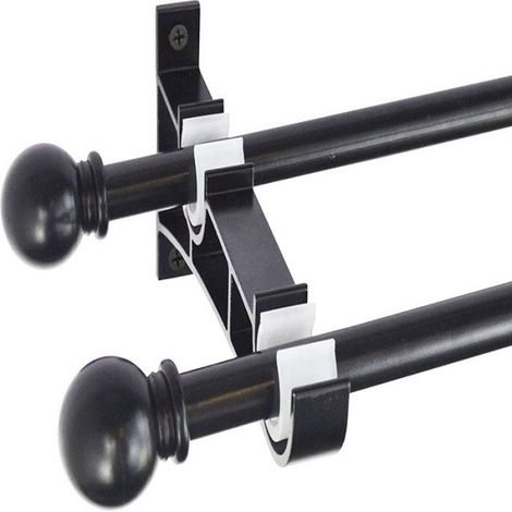 Support de Tringle à Rideaux, Double Draperie Tringle Supports, Noir Supports de Tringle à Rideaux en Robuste en Alliage D'alumi (1/5)