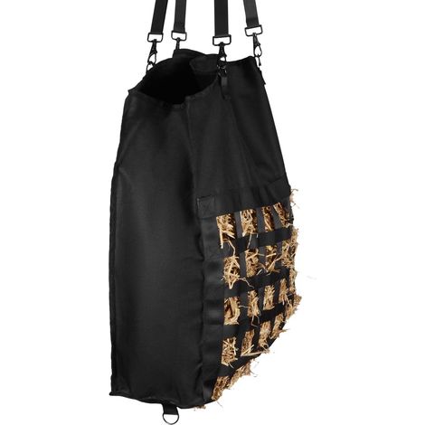 Sac à foin pour chevaux 55x18,5x64 cm, mailles 46x46 mm, nylon avec revêtement PVC imperméable, sangles réglables, alimentation lente
