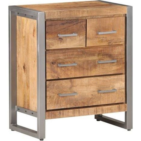 Buffet Commode Armoire Luxueux, pour Salon Chambre Entrée Cuisine, 60x35x70 cm Bois de manguier brut OIB3964E (1/5)