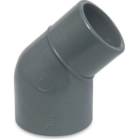 Mega Winkel 45° PVC-U 50/63 mm x 63 mm Klebemuffe/Klebestutzen x Klebemuffe 10 bar, grau