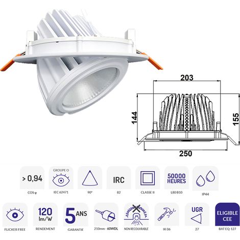 DOWNLIGHT SAMBA BLANC 44W DALI 4000K ASLED 60WDLBNDA