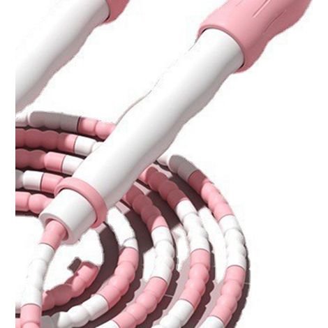 Corde à sauter segmentée, réglable et anti-nœuds, en plastique PP flexible rose, idéale pour les enfants. (1/5)
