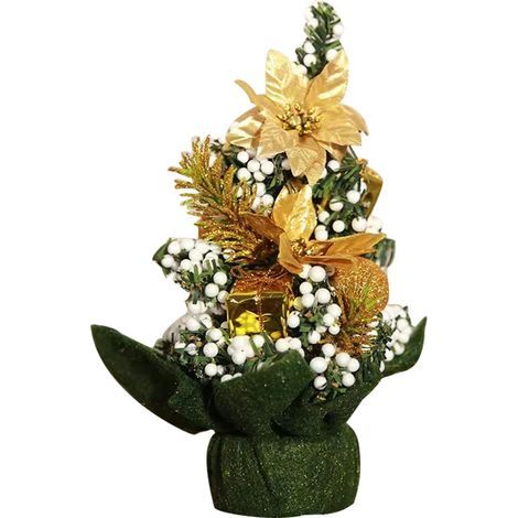 20cm Table Top Christmas Tree Mini Artificial Tree with Colorful Balls and Ornaments Small Tree for Home Decoration Ideal for Christmas (Gold) (1/4)