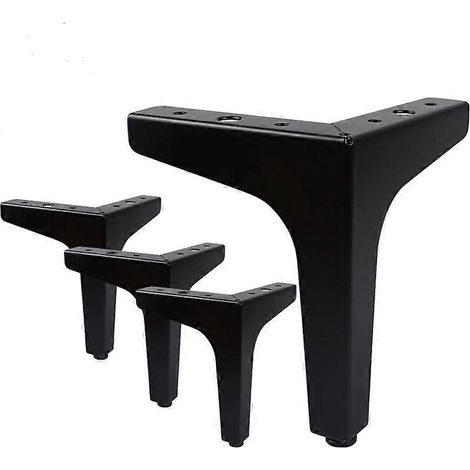 Ensemble de quatre pieds de meubles, supportant jusqu'à 600 kg, composés de pieds de table triangulaires en métal, de forme épingle à cheveux, adaptés aux armoires et aux canapés, et comprenant quatre (1/5)