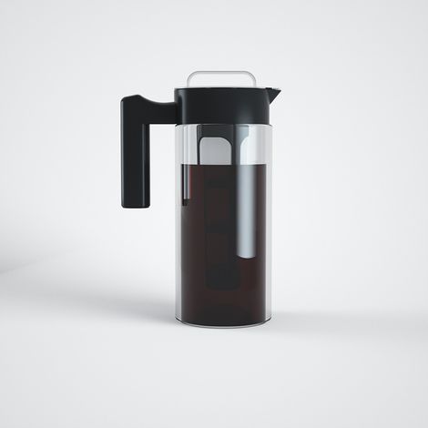 Kaffeemaschine für Kaltbrühkaffee - 1,3 l (44 oz) für Eistee und Eiskaffee, mit Glaskaraffe, Filter, Trichter und Messlöffel, schwarz. (1/5)