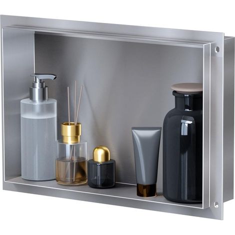 VILSTEIN Duschnische 30x45 cm Unterputz Wandnische Edelstahl Randloses Duschregal mit Ablage (1/5)