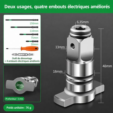 Adaptateur double usage avec 4 embouts électriques et outil de démontage 4 réf 7326 30 × 30 × 30 cm 300 kg – Livraison gratuite