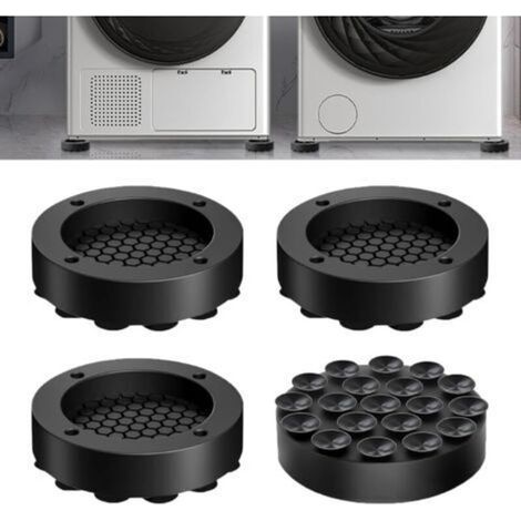 Patin Machine à Laver, 4 Pièces Pied Machine a Laver avec Patin en Caoutchouc, Patins Anti-Vibration Machine à Laver, Pied Anti Vibration Machine a Laver pour Machines à Laver et Sèche-Linge (1/4)