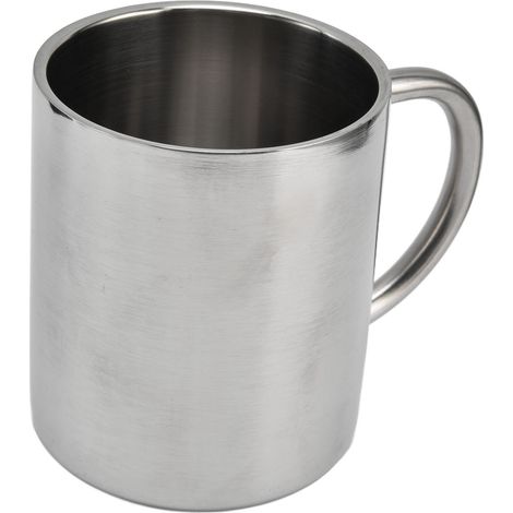 Mug à café de 300 ml en acier inoxydable, à double paroi et effet miroir, idéal pour les activités de plein air comme le camping, les voyages en camping-car, à la maison ou au bureau. (1/5)