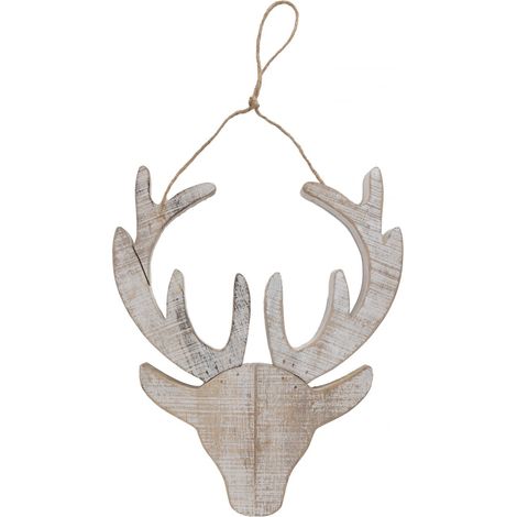 TrendLine Deko Rentierkopf aus Holz zum Hängen 19,2x2x20cm Weihnachten Xmas