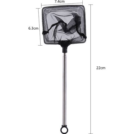 Accessoires pour aquarium : mini épuisette télescopique réglable carrée pour poissons et crevettes