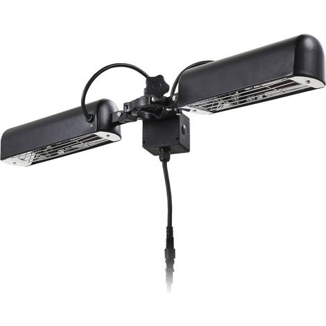 Litecraft Patio Heater 1600W Parasol 2 Lamp Outdoor Fitting - Black (1/5)