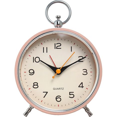 Réveil rétro analogique en métal avec lumière, fonction snooze, silencieux, sans tic-tac, fonctionne sur piles, idéal pour les enfants, la chambre, le salon et comme horloge de table. (1/5)