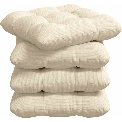 Seat Cushions 4 pcs Cream 40 x 40 cm Corduroy Fabric vidaXL