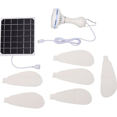 Kit de ventilateur de plafond solaire portable (1 pièce) avec panneau monocristallin 5 V 10 W et connexion USB. (1/5)