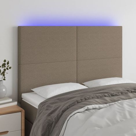 LED Kopfteil Taupe 144x5x118/128 cm Stoff (1/5)