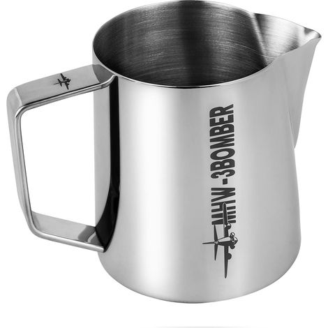 Pichet à Lait 500ml Inox, Pichet Lait pour Barista, Création de Mousse pour Espresso et Latte Art, Bec Spécial, Accessoire Barista, Coloris Brillant, Modèle P5002S (1/5)