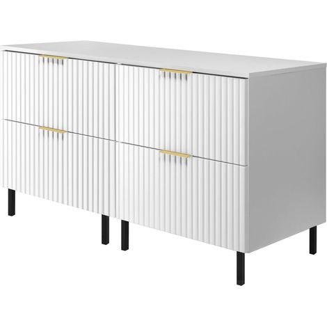 Mobile lavabo, Bianco, 120 (2 x 60) x 77 x 46 cm, maniglia oro, gambe nere + Piano (1/5)