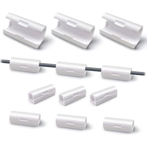 40er-Packung weiße, selbstklebende Kabelclips – Kabelmanagement-Clips – Runde Kabelorganisator-Clips – Für Büro und Zuhause (1/5)