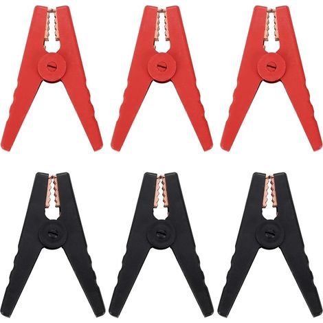 6 Pièces Pinces Crocodiles de Batterie de Voiture, Pinces Crocodiles de Batterie isolées 100A, Pinces de câble de Cavalier pour Bateau de véhicule (1/5)