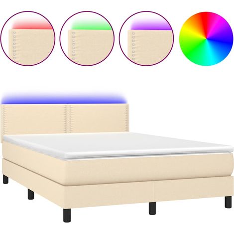 Maison Exclusive - Boxspringbett mit Matratze & LED Creme 140x200 (1/5)