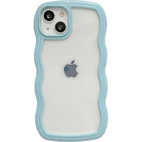 Étui iPhone 13 Bleu, Coque Vague Ondulée Esthétique Mignonne pour Femme Homme, Protection Transparente Anti-Chocs Silicone Souple Résistante (1/5)