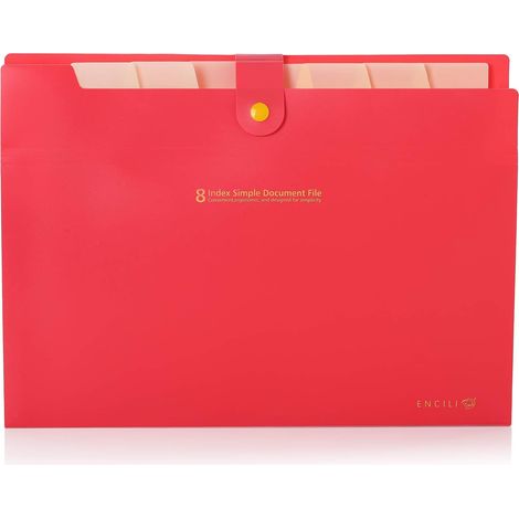Chemises de classement accordéon portables, organiseur de lettres extensible, 8 poches (rouge)