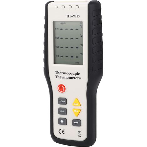 Thermomètre portable à thermocouple 4 canaux, haute précision, affichage numérique (1/5)