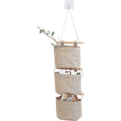 1-pack Mini Förvaringsväska and Bomull Linne for Garderob, Avtagbar, Vikbar, Tvättbar, Hängande med 3 Fickor-c (1/4)