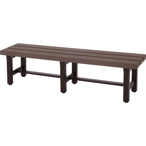 Banc de jardin alu HWC-K60 - banc banc de parc banc de balcon - résistant aux intempéries WPC 150cm - brun (1/5)