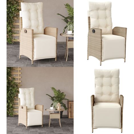 Chaise inclinable de jardin et repose-pied beige résine tressée - Chaise de jardin - Chaise de jardin en résine tressée (1/5)