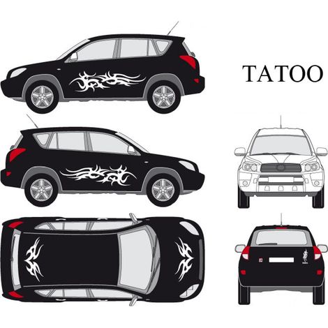 Set complet Adhesifs -TATOO- Blanc - Taille M - PROMO ADN - Car Deco
