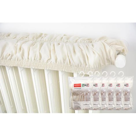 Lot de 6 housses de radiateur élastiques en beige extensibles de 40 à 80 cm Écru couvre-radiateur en tissu en coton (1/4)