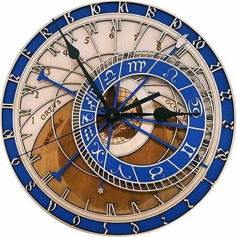 VURAHOME – 30 cm (12 Zoll) Prager astronomische Wanduhr, 12 geräuschlose Quarzuhren, Sternenbild-Wohnzimmeruhr (1/5)