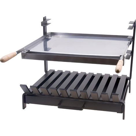 Grille à rôtir avec tiroir et récupérateur de graisse en Inox coloris Noir - 50 x 45 x 40 cm (1/2)