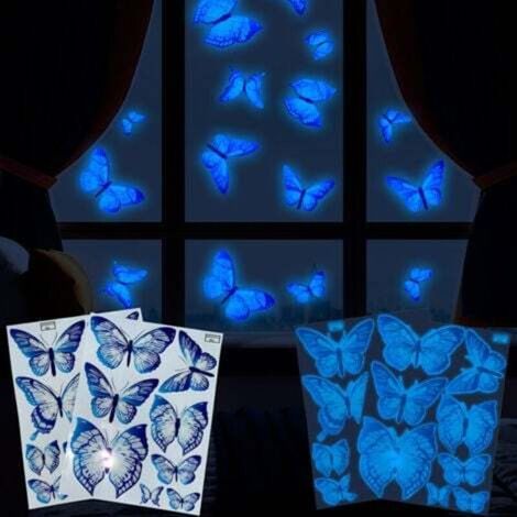 3 Pcs Stickers Muraux Papillons lumineux Autocollants Muraux Mural Stickers pour Chambre Salon Mur TV (1/4)
