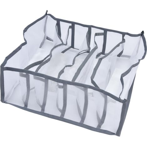 Set mit 6 grauen Aufbewahrungsgittern für Unterwäsche, faltbar, Schubladeneinsätze für BHs und Socken. (1/5)
