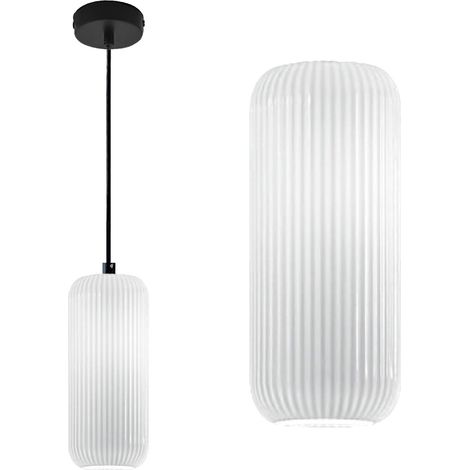 Sospensione vetro colorato gea luce raika vp b1 e27 led lampada soffitto moderna, colore bianco opale