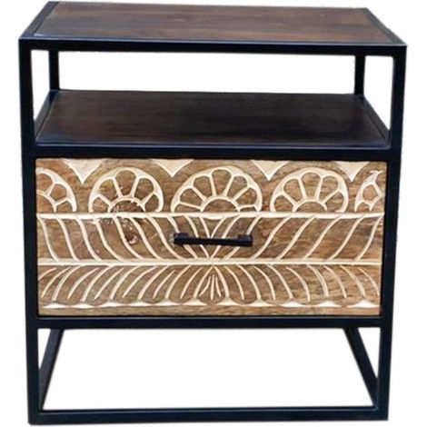 Chevet bois et métal 45cm NOA - 45x35x48 cm - Kayu Meuble (1/4)