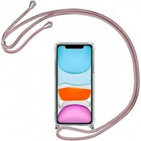Funda silicona transparente iphone 11 TPU con cuerda  Rosa claro (1/3)